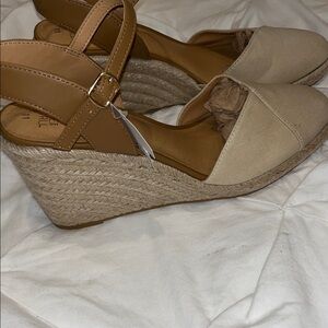 Time and Tru Beige and Brown Wedge Sandals